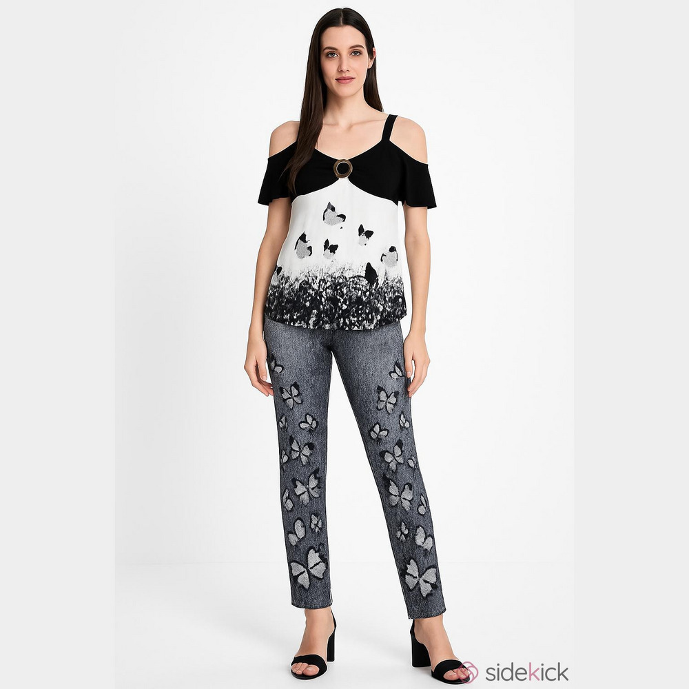 Artistic Black and White Butterfly Leggings
